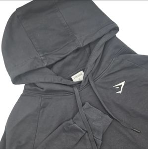 Gymshark Crest Hoodie Pullover Mens US XL Slim Fit Black Athleisure Workout